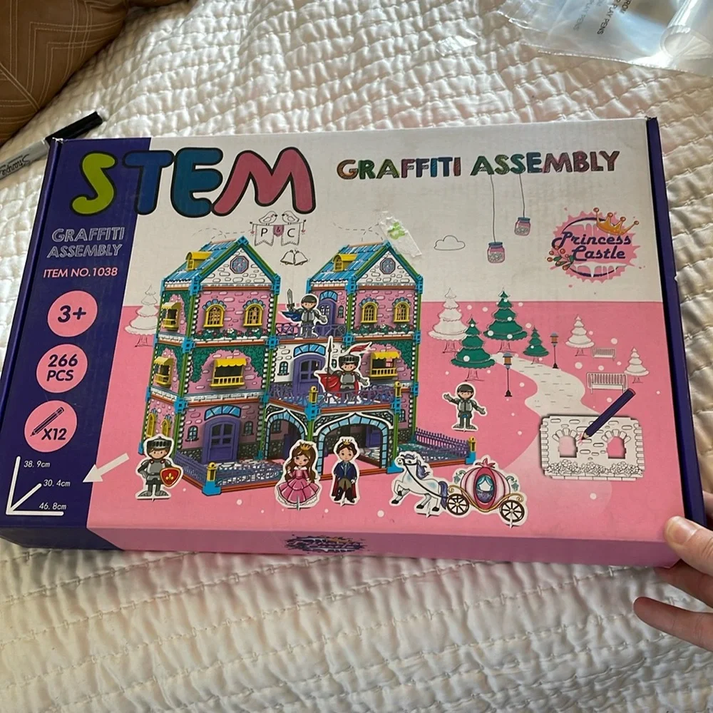 STEM Princess Castle Graffiti Assembly 266 pcs 3+ Kid Toys DIY Art Coloring Book